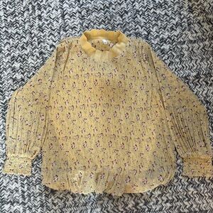 Butter Yellow Floral Spring Blouse Women’s XL Easter Fairy Core Coquette